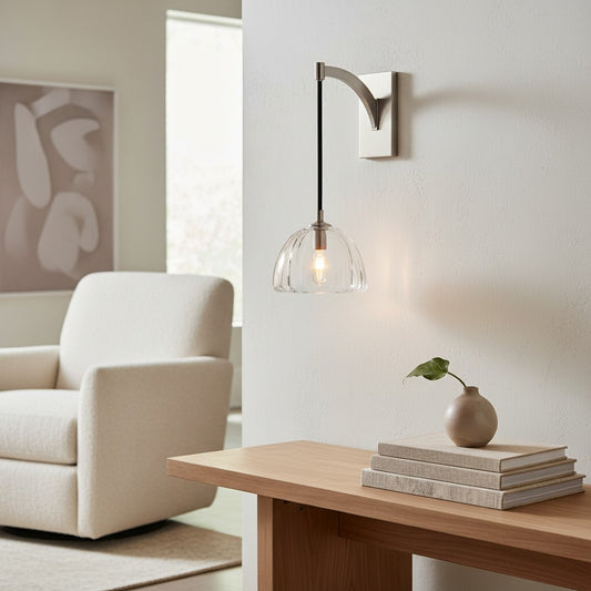 Modern Hemispherical Crystal Wall Sconce for Dining / Living Room