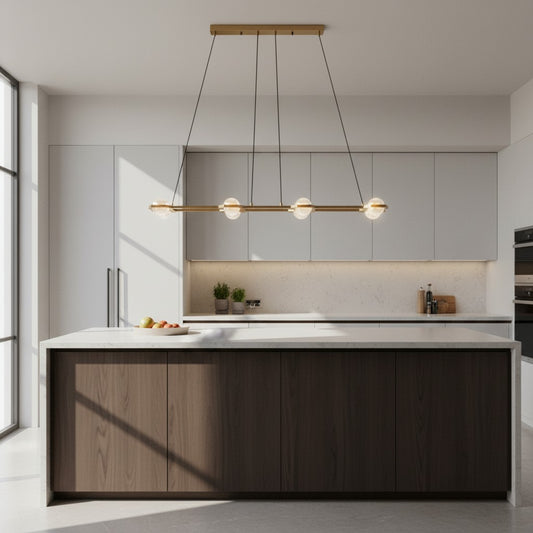 Modern Crystal Orb Rectangular Pendant Light