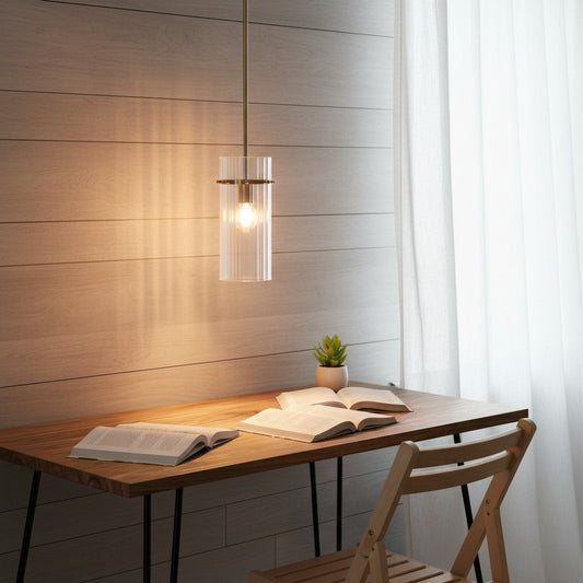 Modern Corrugated Crystal Pendant Light for Dining Room