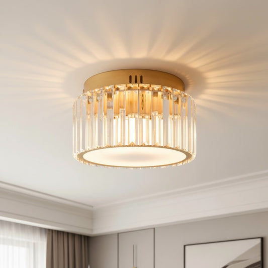 Luxury Crystal Drum Semi Flush Mount Ceiling Light