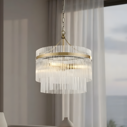 Light Luxury Glass Brass Tassel Pendant Light