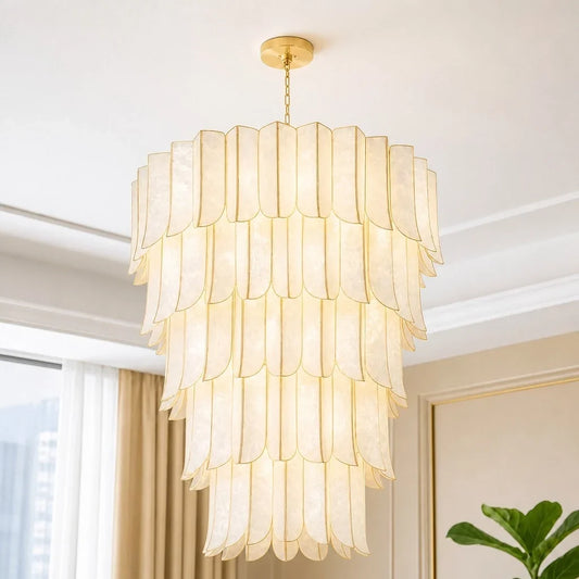 Valeria Luxury Cascading Capiz Shell Tiered Chandelier