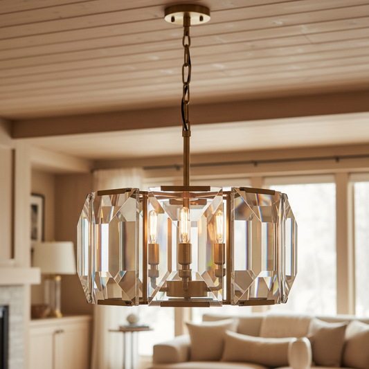 Chloe Modern Hand-Cut Prism Multicurve Crystal Round Chandelier