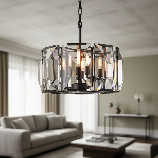 Chloe Modern Hand-Cut Prism Multicurve Crystal Round Chandelier