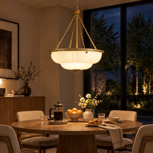 Lumi Vintage Milk Glass Scallop Eloise Pendant Light