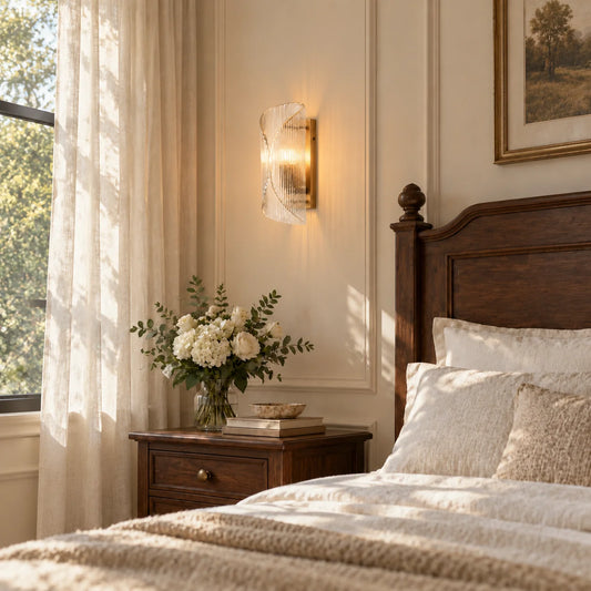 Qilveth Modern Ribbed Glass Curved Wall Sconce