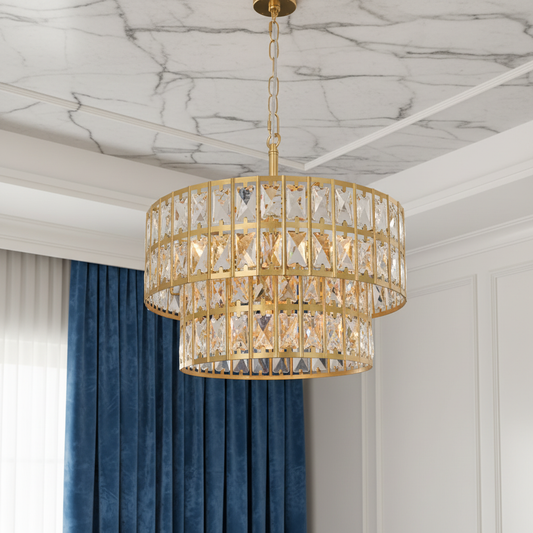 Modern luxury Round Drum Crystal Chandelier