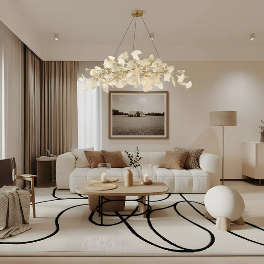 Modern Nordic Ginkgo Ceramic Pendant Light for Kitchen Islands and Living Room