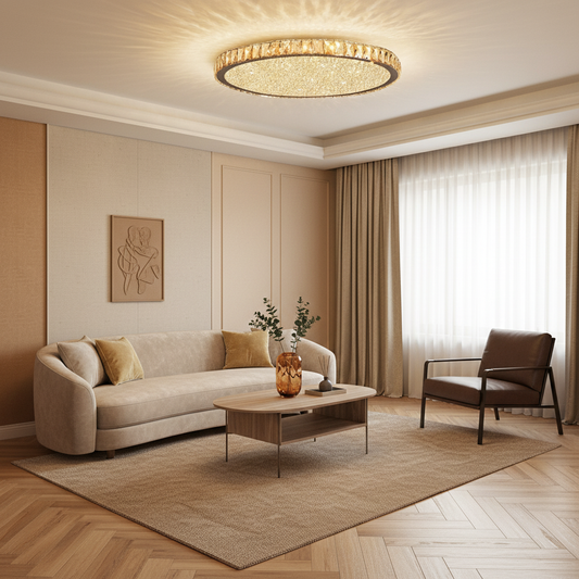 Modern Led Ceiling Light Round Crystal Flush Mount