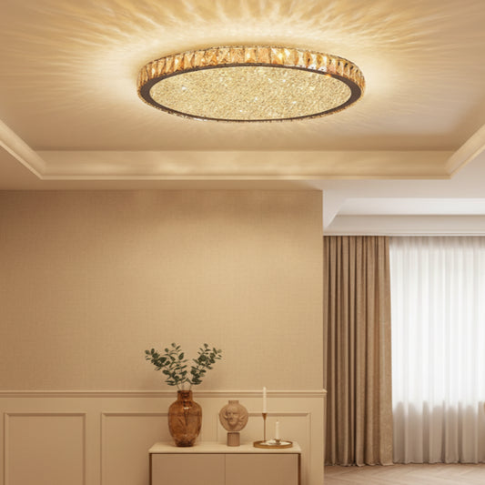 Modern Led Ceiling Light Round Crystal Flush Mount