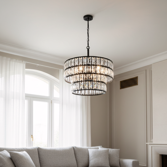 Modern luxury Round Drum Crystal Chandelier