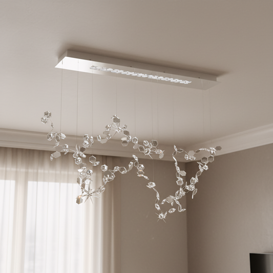 Modern LED Silver Crystal Sheets Ceiling Light