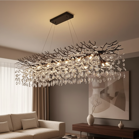 Modern Luxury Rectangle Tree Branch Crystal Chandelier