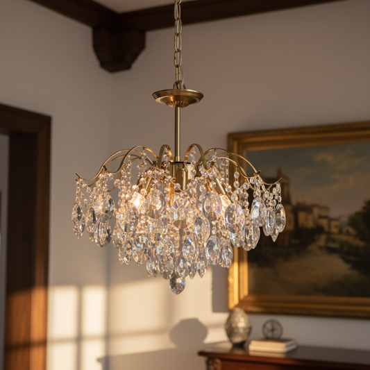 Modern Luxury Metal Branch Tiered Crystal Chandelier