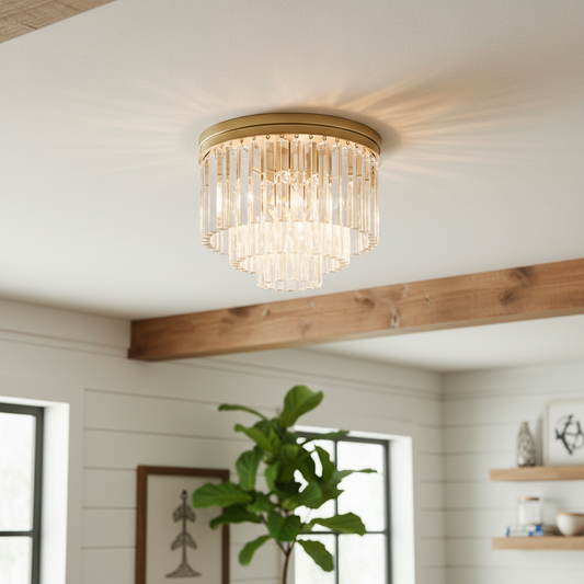 Iris Modern Multi-Tier Round Glass Flush Mount Ceiling Light