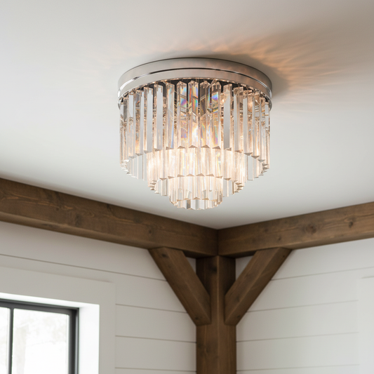 Iris Modern Multi-Tier Round Glass Flush Mount Ceiling Light