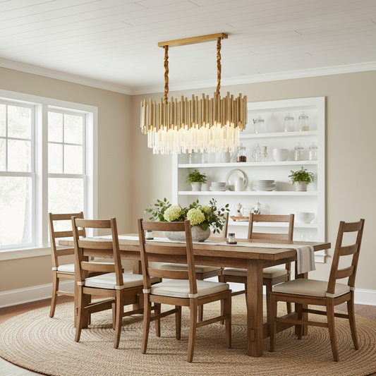 Vigo Modern Gold Rectangle Clear Crystal Chandelier