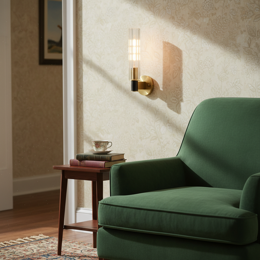 Vintage Ribbed Clear Crystal LED Tube Wall Lamp