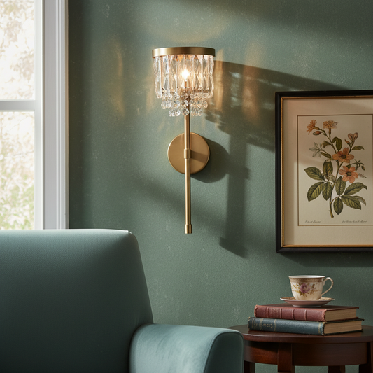 Vintage Crystal Shade Stick Design Wall Sconce