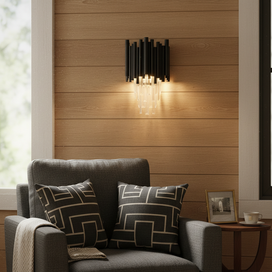 Vigo Modern Luxury Black Crystal Wall Sconce