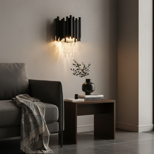 Vigo Modern Luxury Black Crystal Wall Sconce