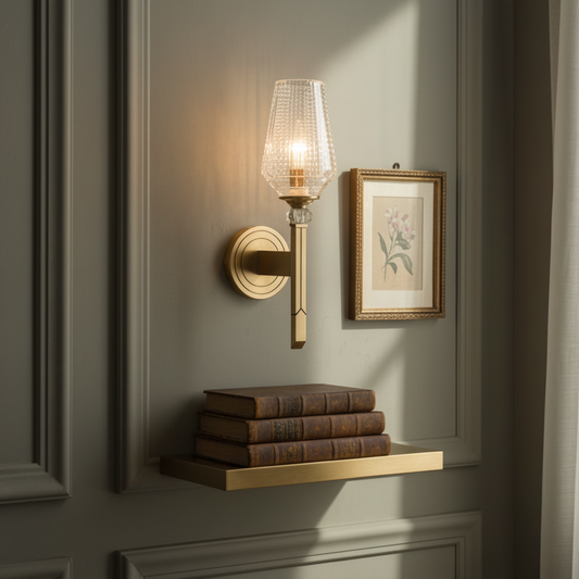 Modern Elegant Brass Clear Texture Crystal Wall Light