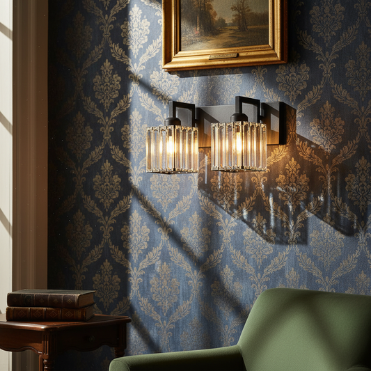 Columns Elegant Indoor Crystal Vanity Lighting Square Wall Light