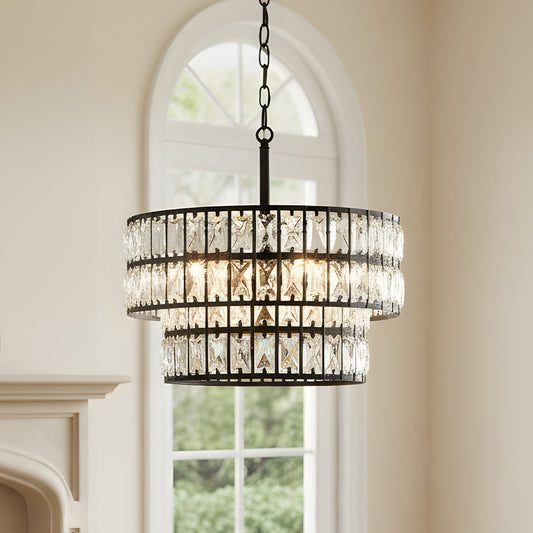 Liorael Modern Luxury Crystal Drum Chandelier
