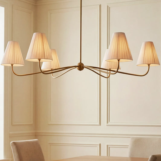 Modern Metal Linen Lampshade Multi-Head Chandelier