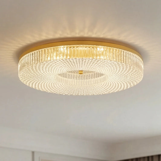 Modern Luxury Copper Acrylic LED Flush Mount Ceiling Light