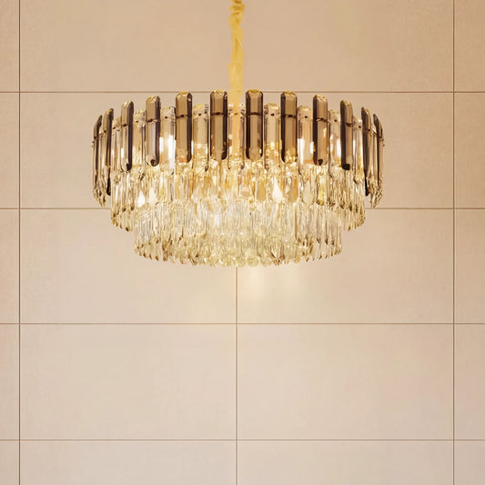 Modern Luxury Tiered Crystal LED Pendant Chandelier