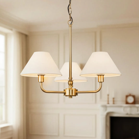 Vintage Fabric Iron 3 Arm Pendant Light For Living Room