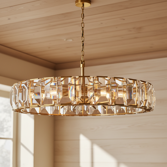 Chloe Modern Hand-Cut Prism Multicurve Crystal Round Chandelier
