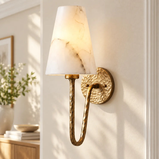 Clydno Modern Alabaster Tapered Wall Sconce
