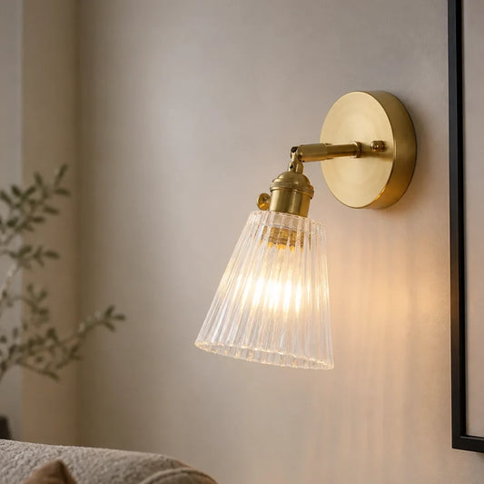 Margot Vintage Adjustable Ribbed Glass Wall Sconce