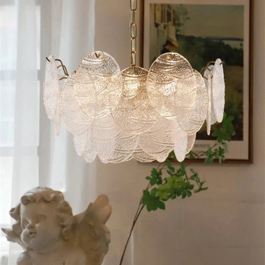 Calryenith Modern Wave Disc Glass Chandelier