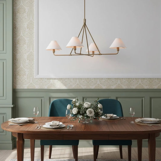 Contemporary Cone Linen Shade Chandelier