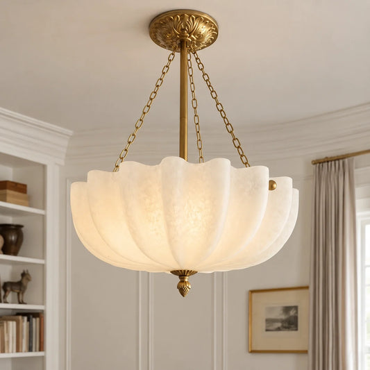 Delia Petal Glass Three Chain Chandelier