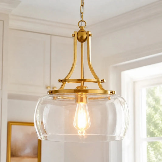 Dorit Modern Brushed Gold Clear Glass Pendant Light