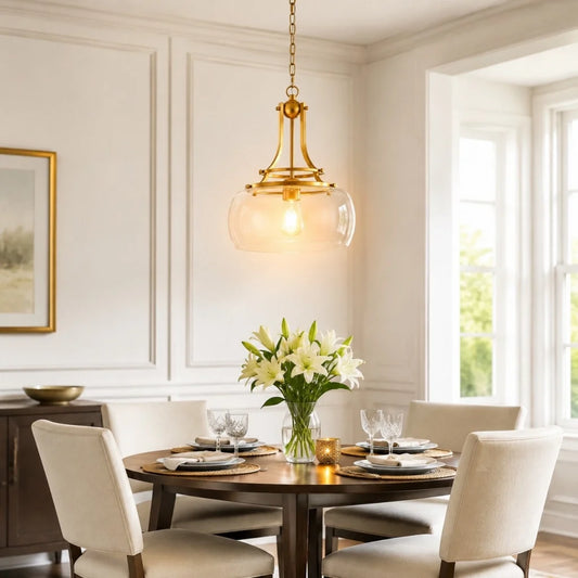 Dorit Modern Brushed Gold Clear Glass Pendant Light