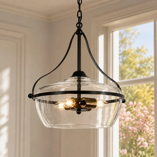 Eira Mid-Century Modern 3-Light Bowl Glass Pendant Light