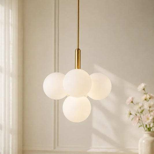 Elara Modern White Glass Globe Cluster Chandelier