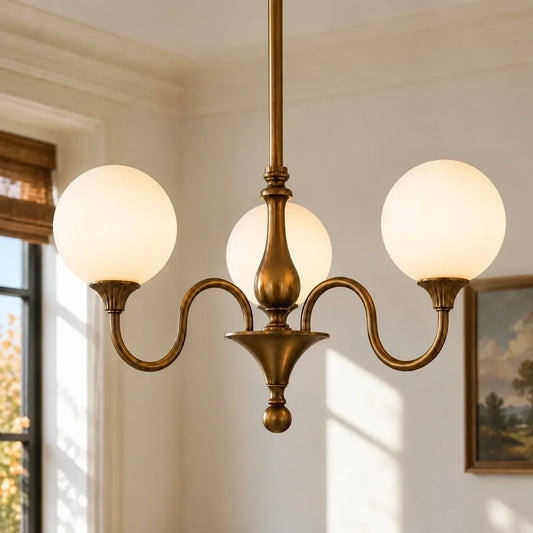 Evelyne Vintage Ribbed Glass Globe Chandelier