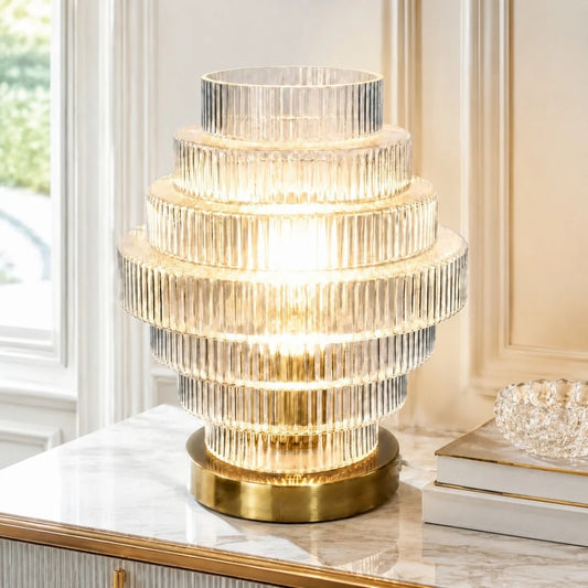Florin Modern Ribbed Glass Layered Table Lamp