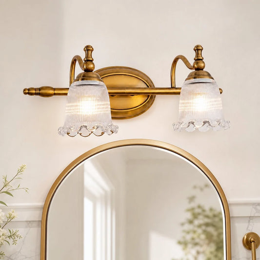 Coira French Vintage Ribbed Glass Flower Wall Sconce
