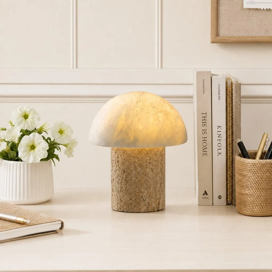 Glynnis Wabi-Sabi Travertine Mushroom Table Light