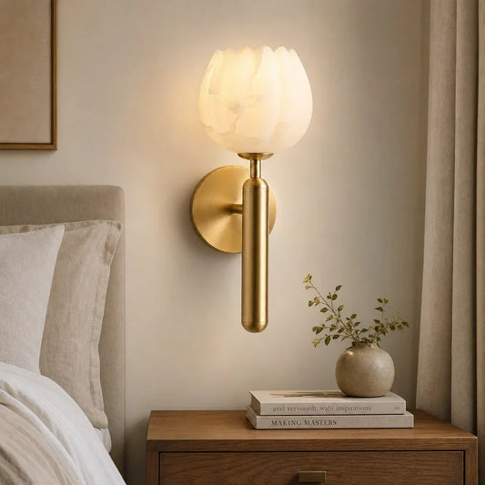 Ingrid Nordic Alabaster Floral Indoor Wall Sconce