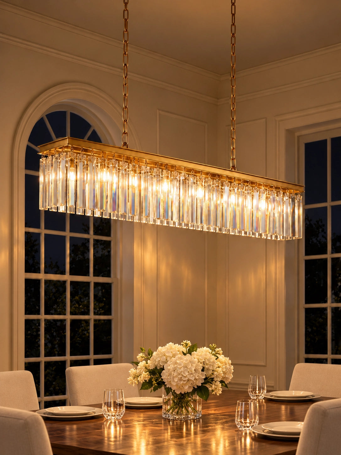 Rectangular Crystal Chandeliers