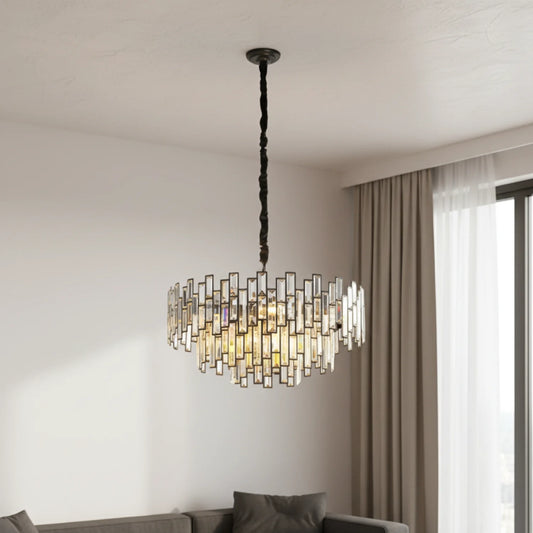 Luxury Adjustable Round Crystal Pendant Light