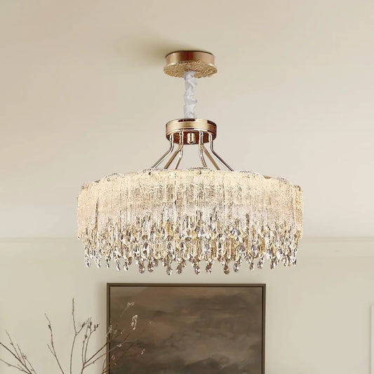 Luxury Crystal Tassel Round Living Room Chandelier